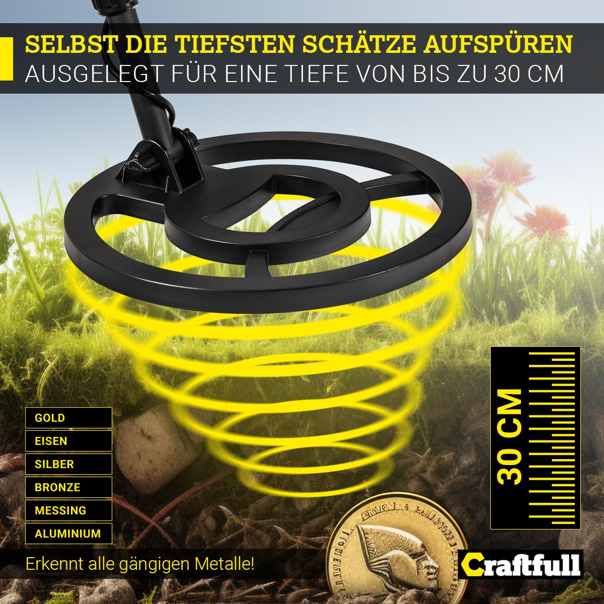 Craftfull Metalldetektor Xplorer | Metalldetektoren für Kinder & Erwachsene