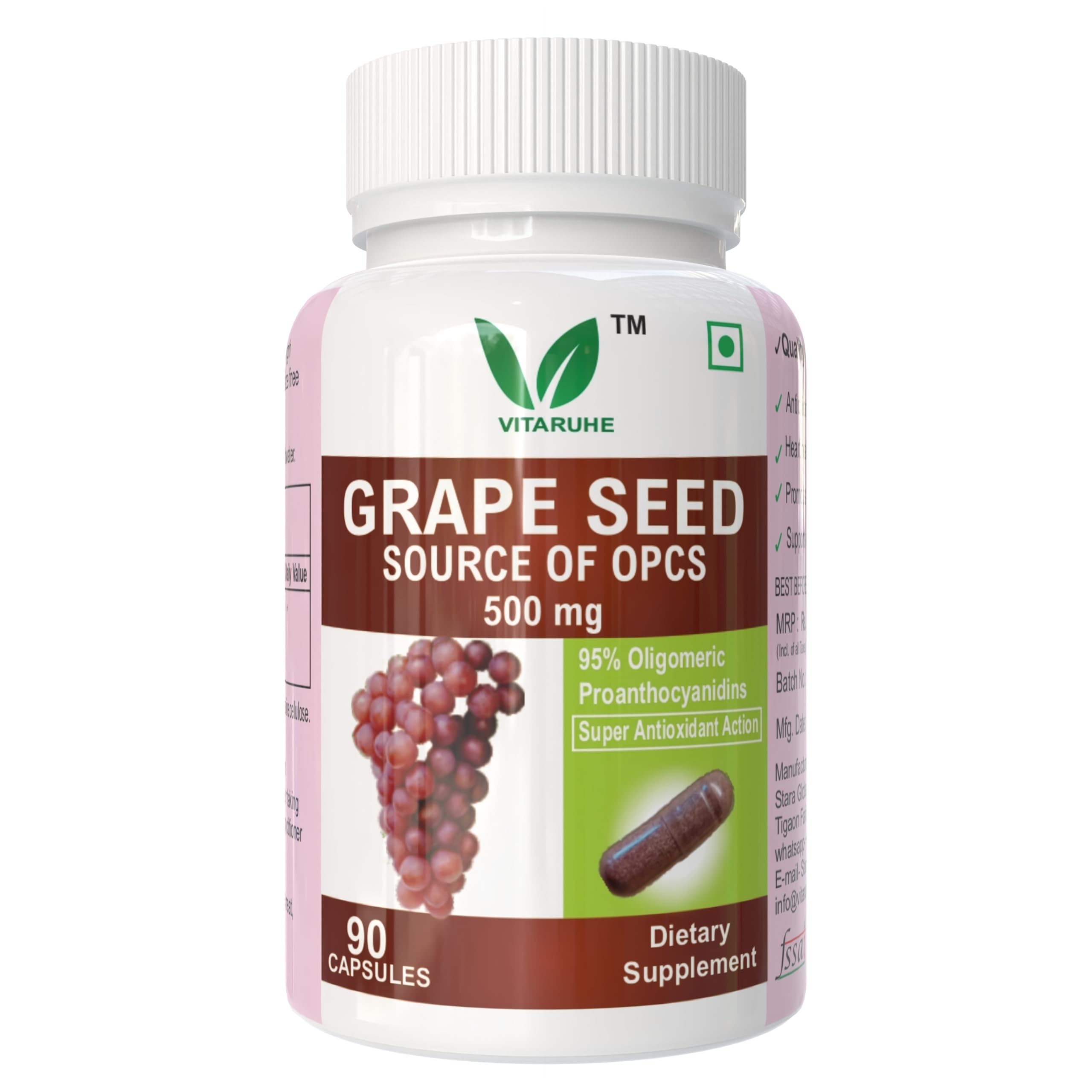 OPC Grape Seed Extract Capsules - Minimum 95% OPCs, Antioxidant Support, 90 Capsules-image-8