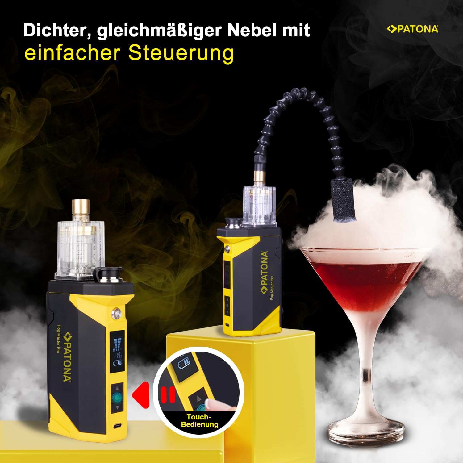 PATONA Mobile Nebelmaschine mit Akku | Rauchmaschine mit dichter Nebel