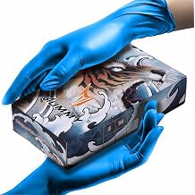 mummy Blue Textured Nitrile Gloves 4 Mil,Disposable Powder-free Gloves For Tattoo,Beauty Salon,Home Clean,Gardening etc.