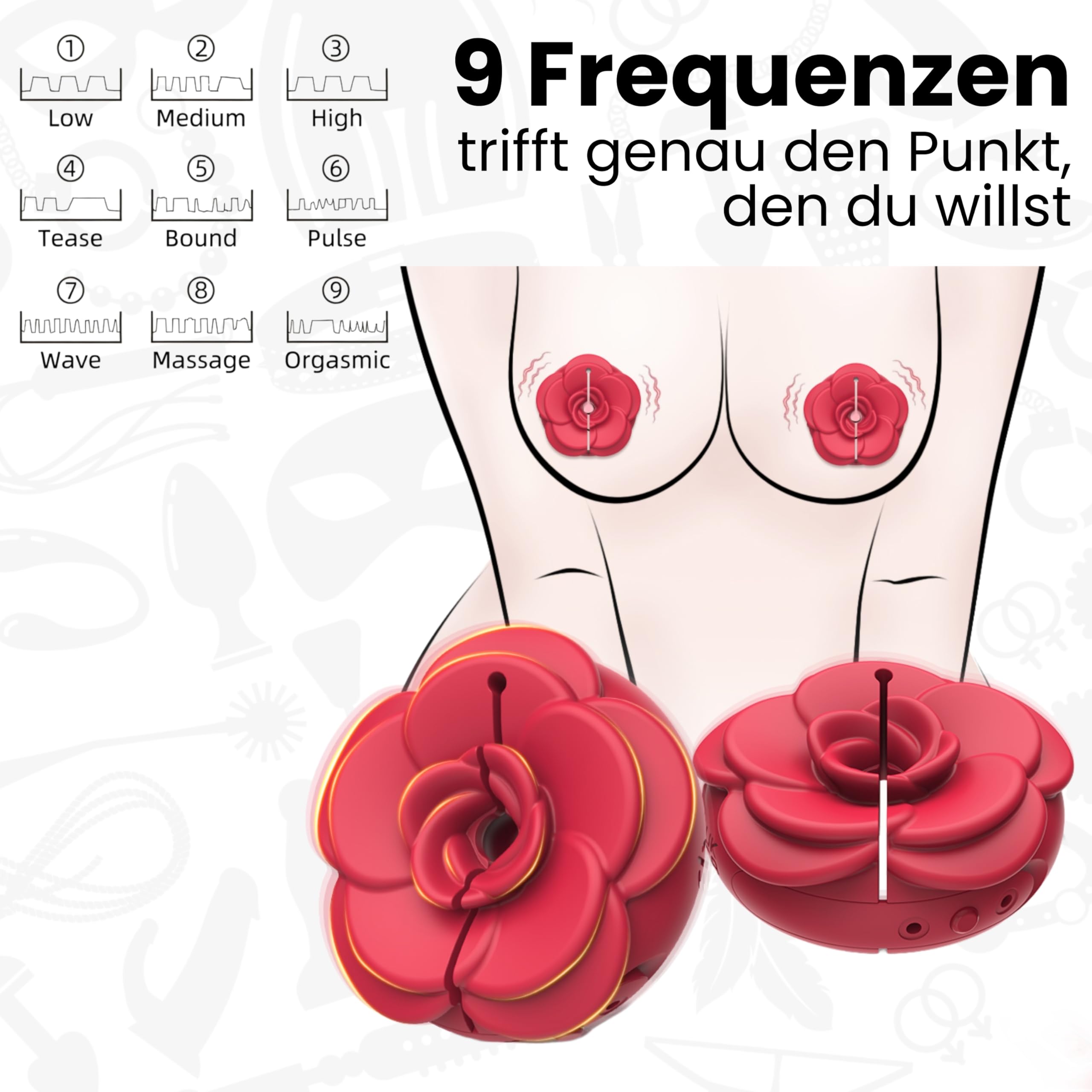 Pinces à Tezons Vibrantes Rose Pinces à Tétons avec Contrôle par Application et Télécommande 9 Modes de Vibration 3 Niveaux Réglables Silicone Doux Rouge, Ø5,2 cm Jouet Érotique pour Couples I06-12