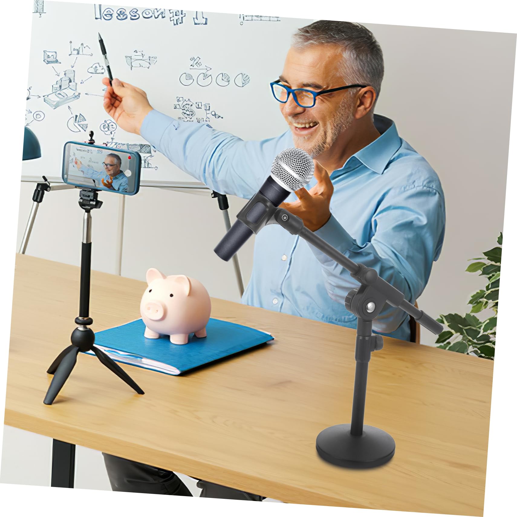 Base Per Asta Microfono Regolabile Supporto Da Tavolo Per Microfono Per Podcasting e Registrazione Audio Realizzato in Materiale Robusto Facile Da Usare e Trasportare