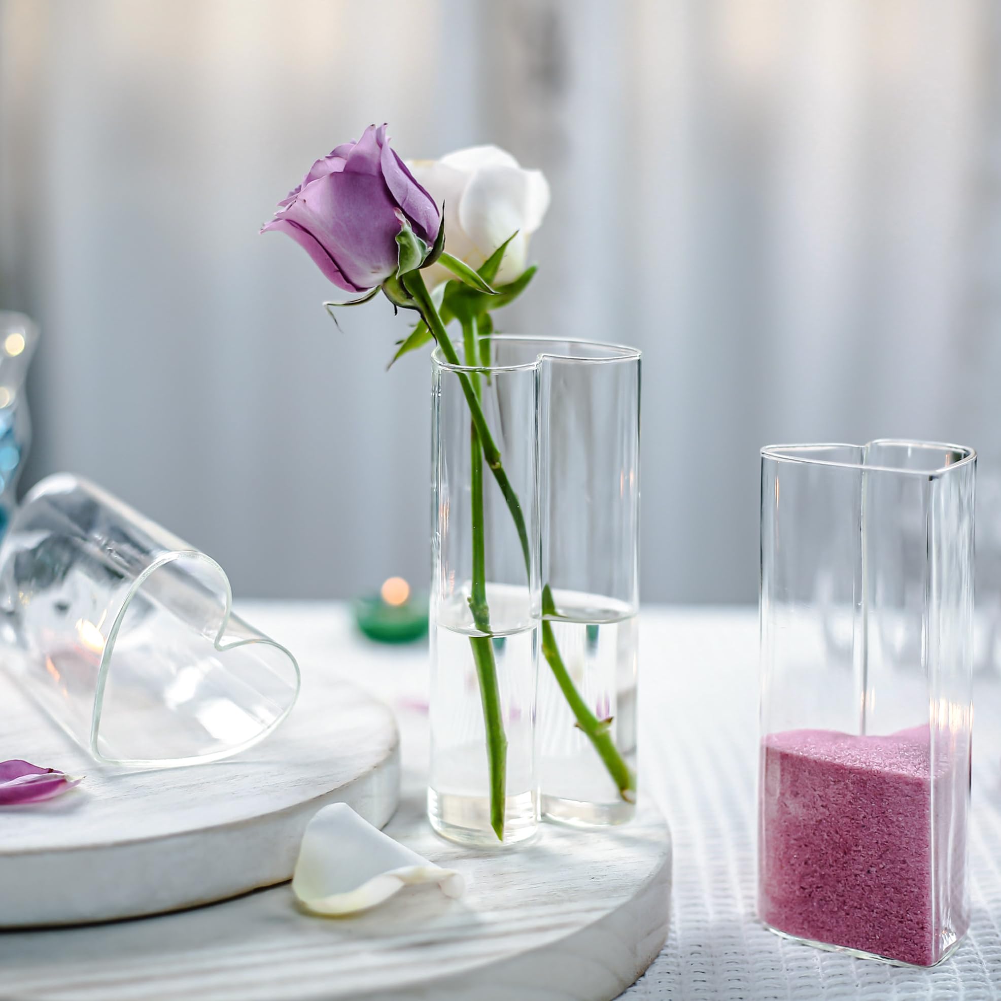 Vintage Decor ROLLSCERAY Bud Vases Bulk Small Vases For Flowers, Glass Vases  For Centerpieces, Small Flower Vases For Centerpieces, , Vintage Vases,  Clear Mini Vases, image size:1973x1973