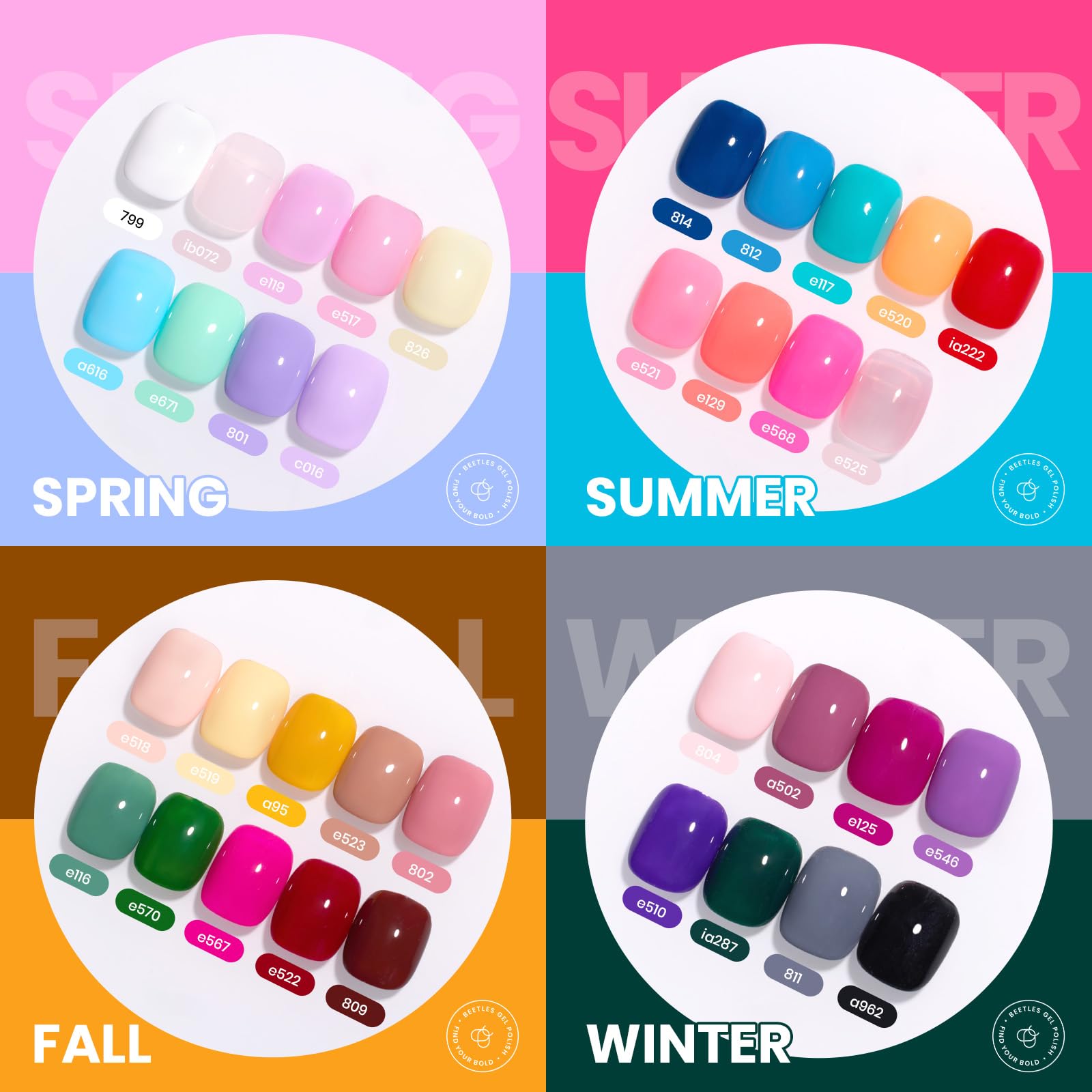 beetles 85 Pcs Gel Nail Polish Kit with UV Light - 35 Colors Gel Polish Set Travel Diary All in One Manicure Kit with Nails Tips and Base Top Coat Soak Off Home DIY Salon Gifts for Women Teens Girls: Vivid Seasons
