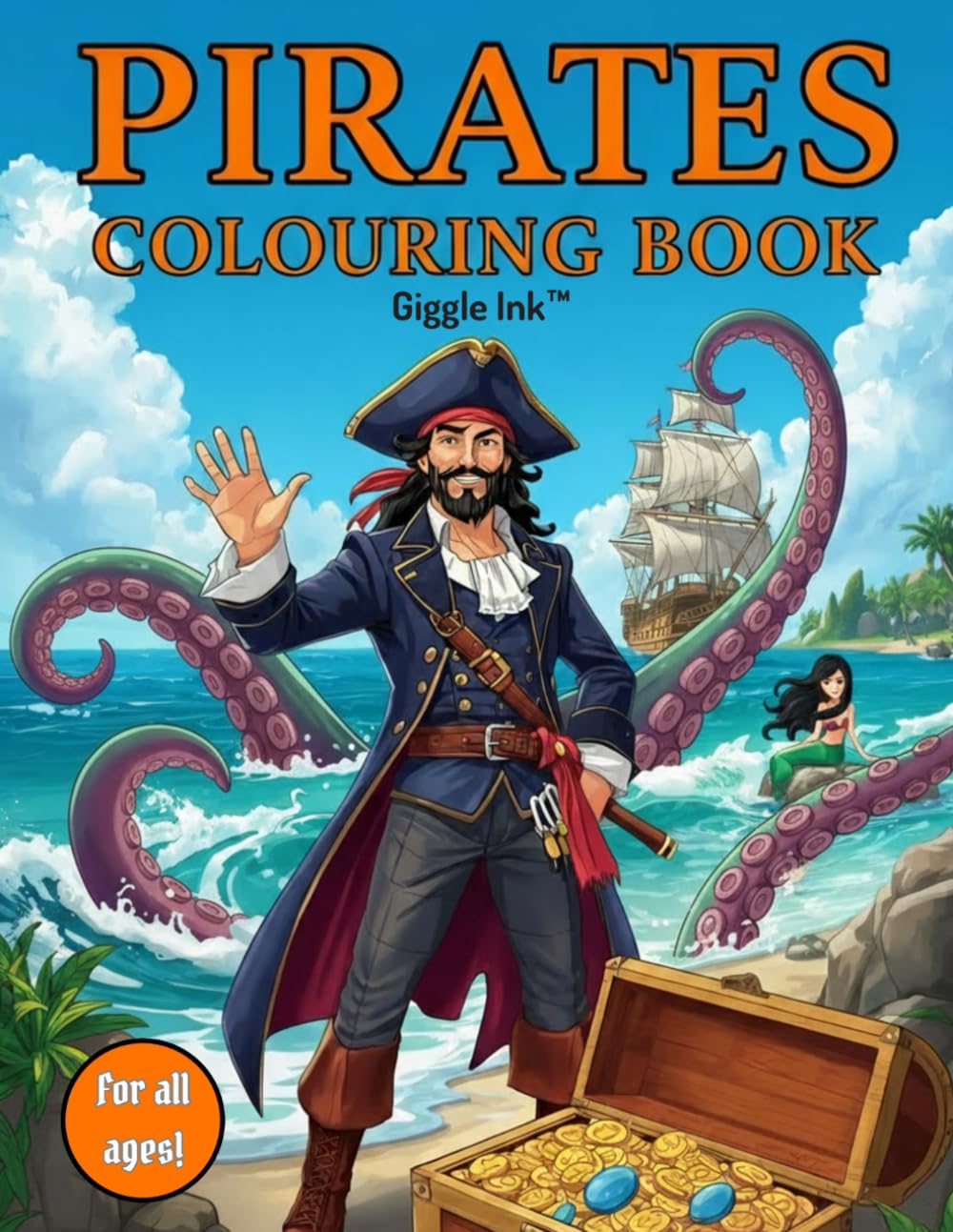 Pirate Coloring Book for Kids and Adults 4+: Fun Pirate Adventure, Treasure, Parrots, Ships and fun adventures (Ages 5+)