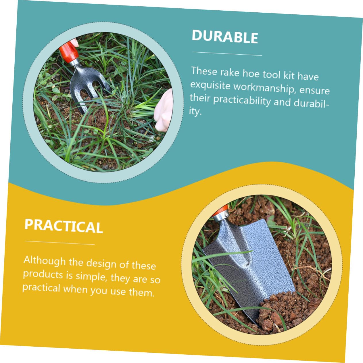 Ensemble D'outils de Jardinage 1 Set en Acier Inoxydable Pelle Légère et Râteau Ergonomique pour Jardin Extérieur Pratique