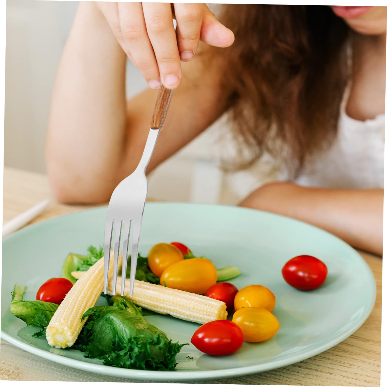 MUCKLILY Practical Stainless Steel Steak Fork Dinnerware Set Western Silverware Tools