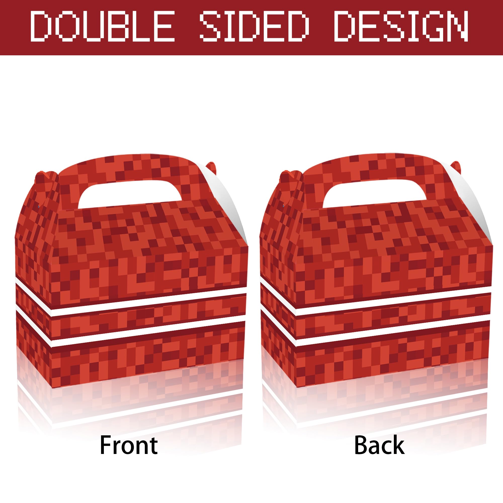 16 Pcs Pixel Theme Gift Box Bags, Pixel Miner Party Favors Decorations Gift Boxes Sandbox Family Goodie Paper Treat Boxes Pixel Party Supplies for Birthday