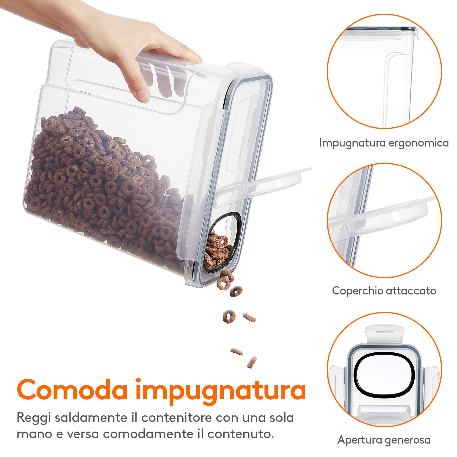 Lifewit 4 Contenitori Ermetici per Alimenti, Set Contenitori per Alimenti 5.5L, Contenitori Pasta Dispensa Salvaspazio, Contenitori Barattoli Cucina Accessori, Barattoli Pasta Plastica con Coperchio