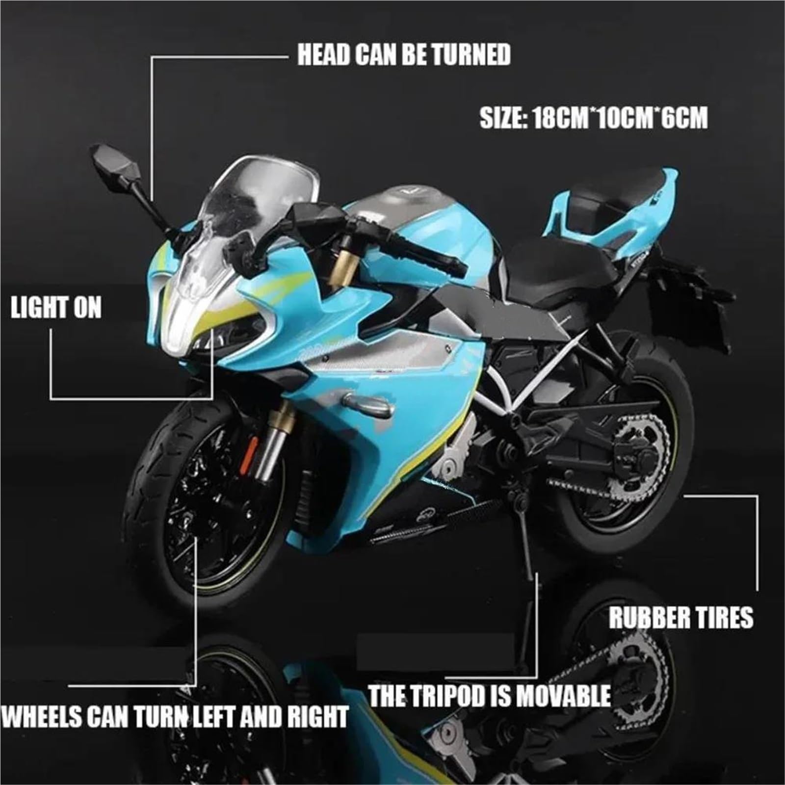 Maßstabgetreues Modell Motorrad-Simulation Im Maßstab 1:12, Wertvolles Geschenk, Display, Sound, Licht, Für CFMOTO Für Breeze 250SR(Blu)