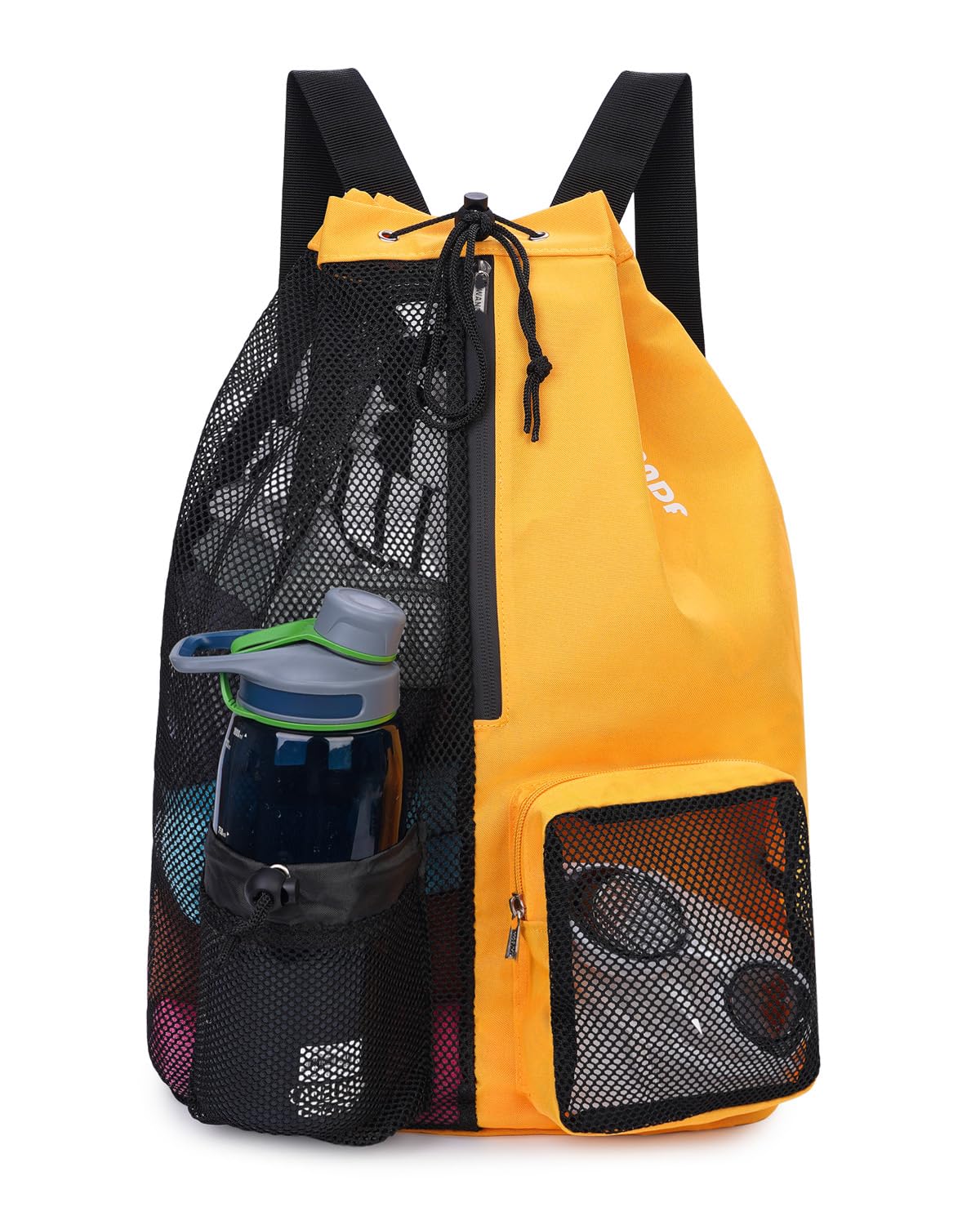 WANDF Swim Bag Mesh Drawstring Backpack with Wet Pocket for Swimming, Gym, and Workout Gear