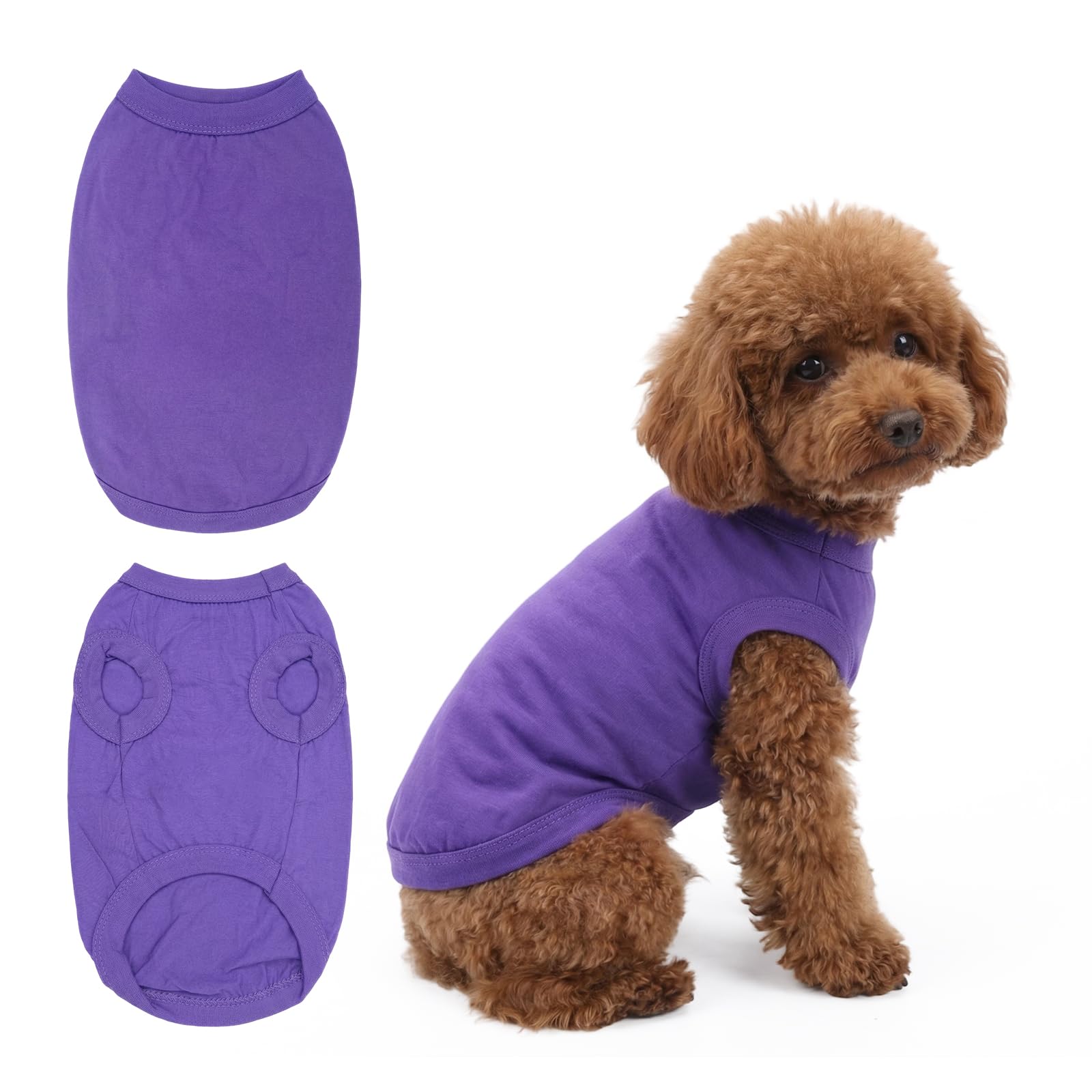 Viiotu Dog Pyjamas Pjs, Lightweight Cotton Sleeveless Dog Tank Top Vest, Pullover Pet Clothes for Small Medium Dogs and Cats Summer (Purple, L+)