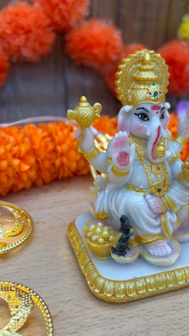 Estatua de Lord Ganesh 4.1 pulg Color Mármol miniatura 7