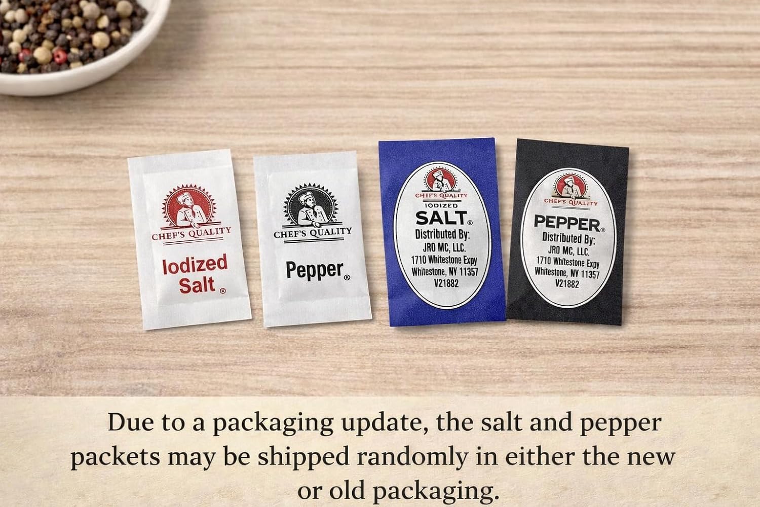 Salt and Pepper Packets - 250 Pack Iodized Salt, 250 Pack Pepper Combo, Total 500 Individual Wrapped Packets, 250 of Each, For Travel, Camping, Everyday Use