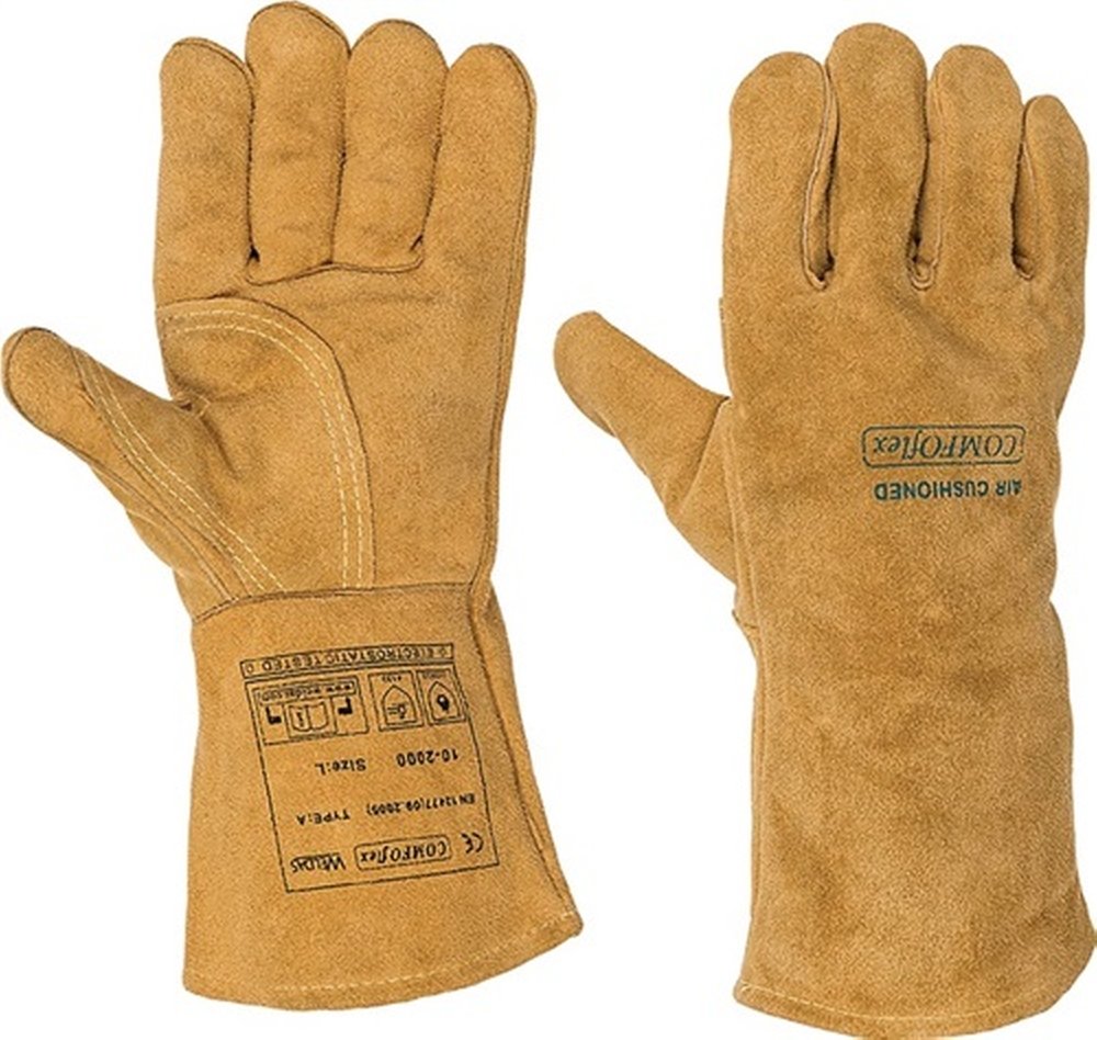 Schweißerhandschuhe Bucktan Gr.L (9) gelb Leder EN 388,EN 12477,EN 1149-2, 5 PR