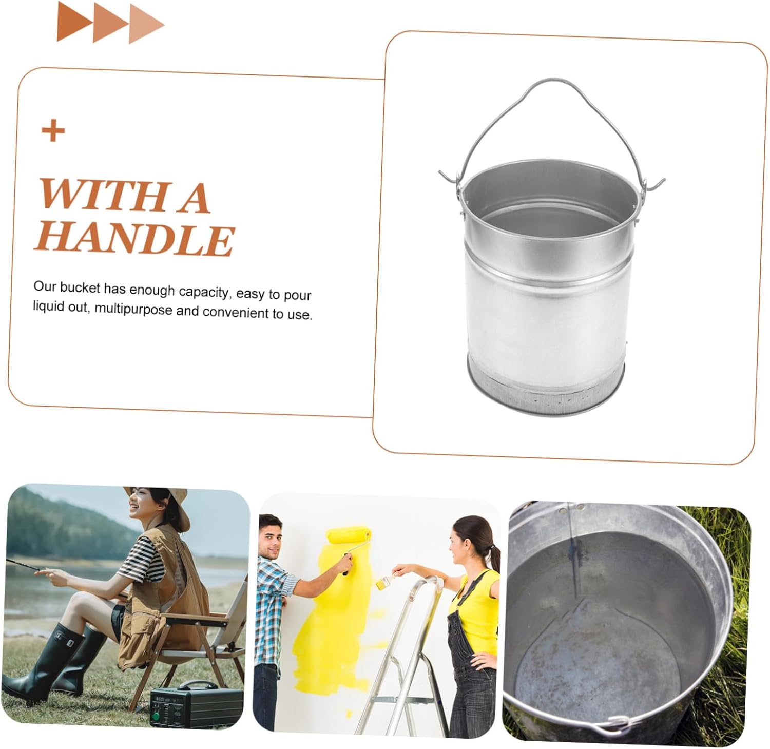 Ciieeo Handheld Metal Water Container Large Capacity Iron Beer Bucket Easy Clean Surface for Dorm Kitchen