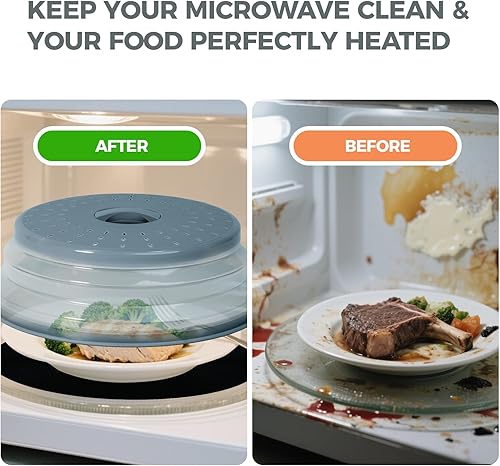 Miniatura 4 de Cubierta grande de salpicaduras de microondas de 12 pulgadas y alfombrilla de silicona, cubierta plegable para alimentos y asa elevada, tapa