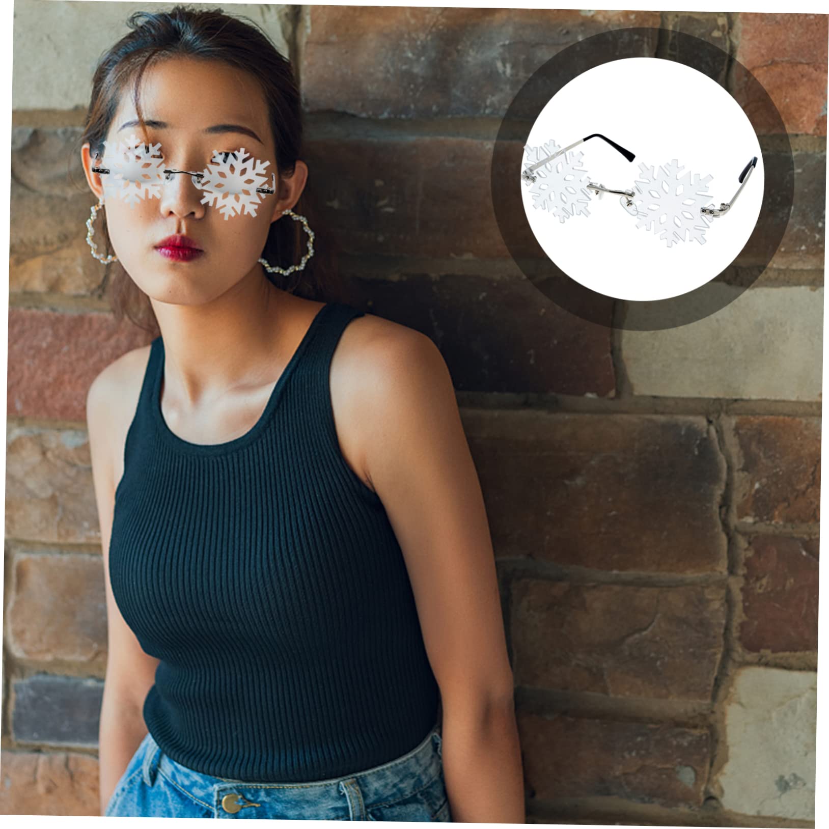 SOIMISS Schneeflocken-Sonnenbrille kleine Sonnenbrille Herren- für Herren faschingsbrille karnevalsbrille weihnachtsdeko lustige Partyglas Metall Weiß