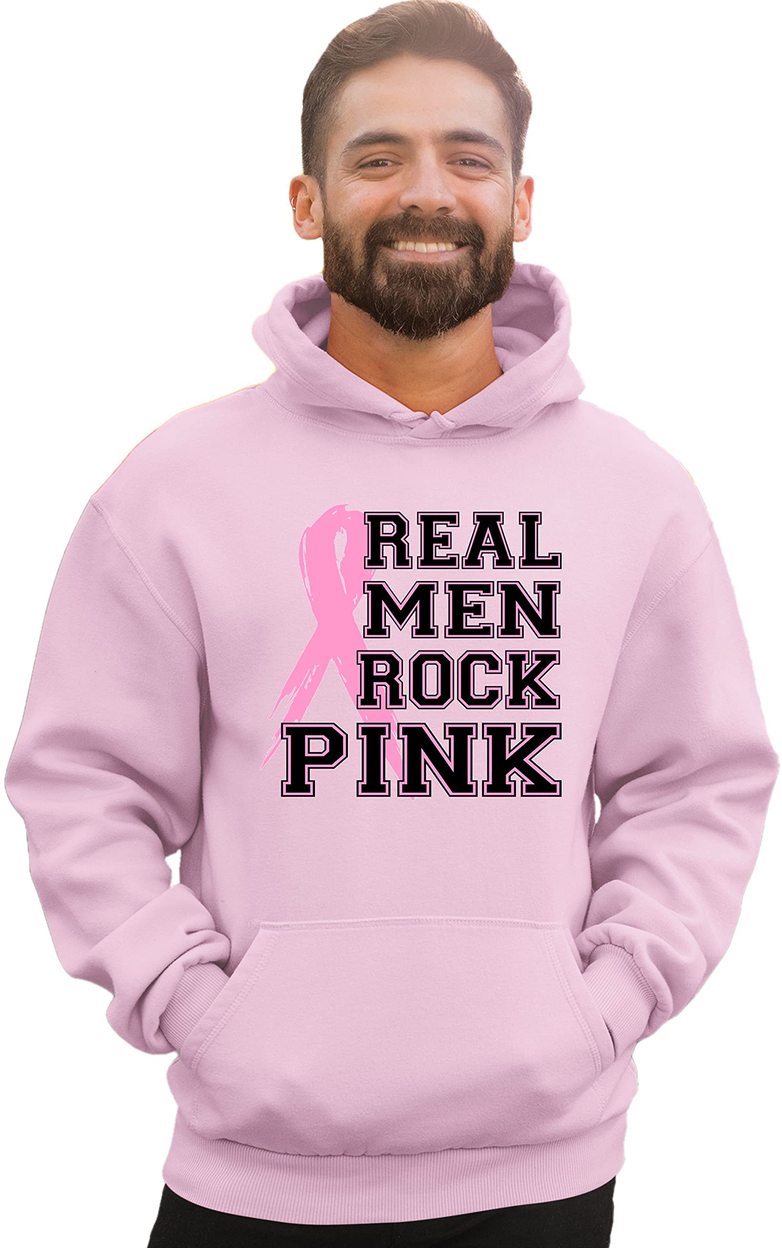 Go All Out Real Men Rock Pink Breast Cancer Mens Women Sweatshirt Hoodie