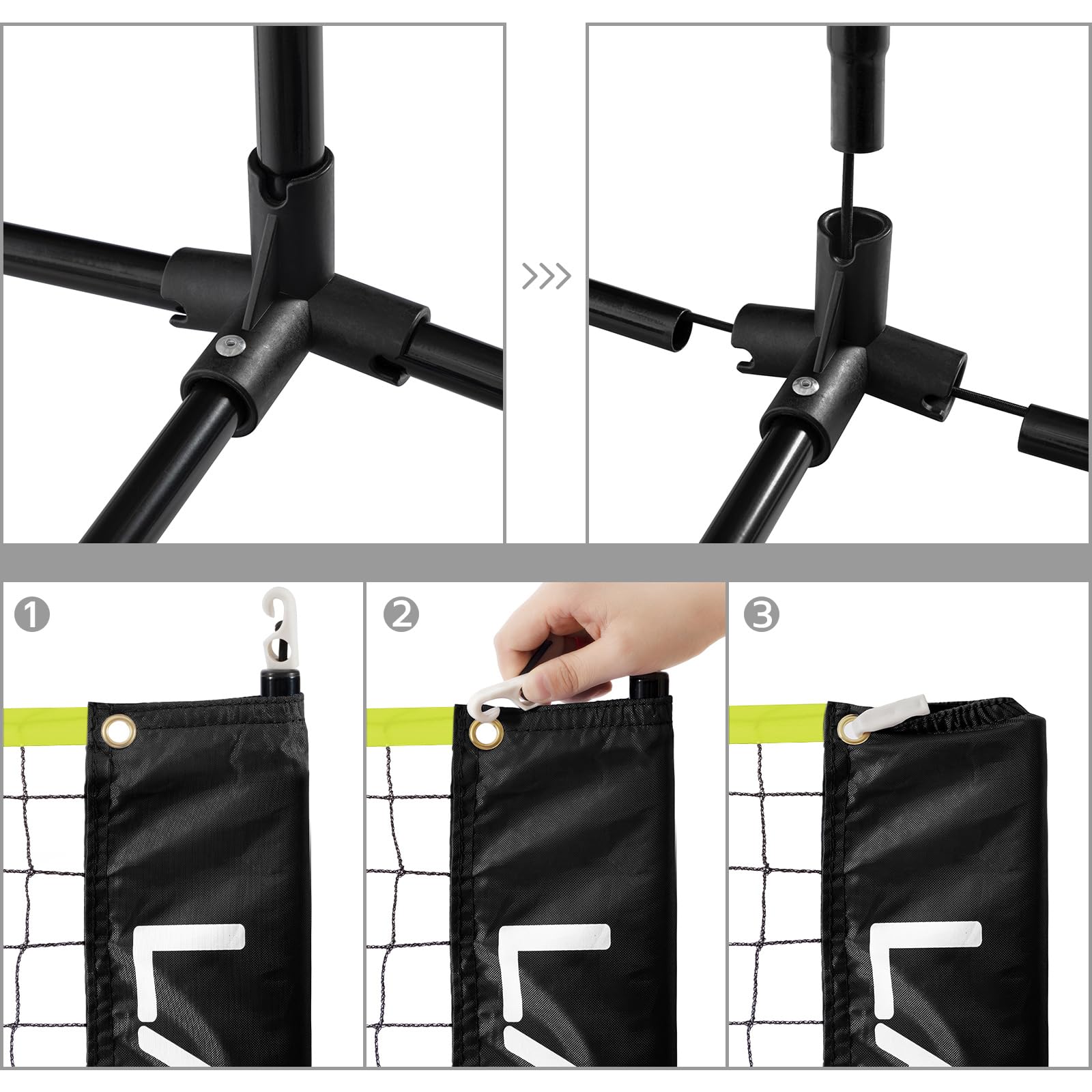 LARMNEE Rete da badminton, rete da pallavolo, rete da volano, regolabile in 3 altezze, 107/120/155 cm, set portatile per tennis, badminton o pallavolo, per giardino, interni, esterni