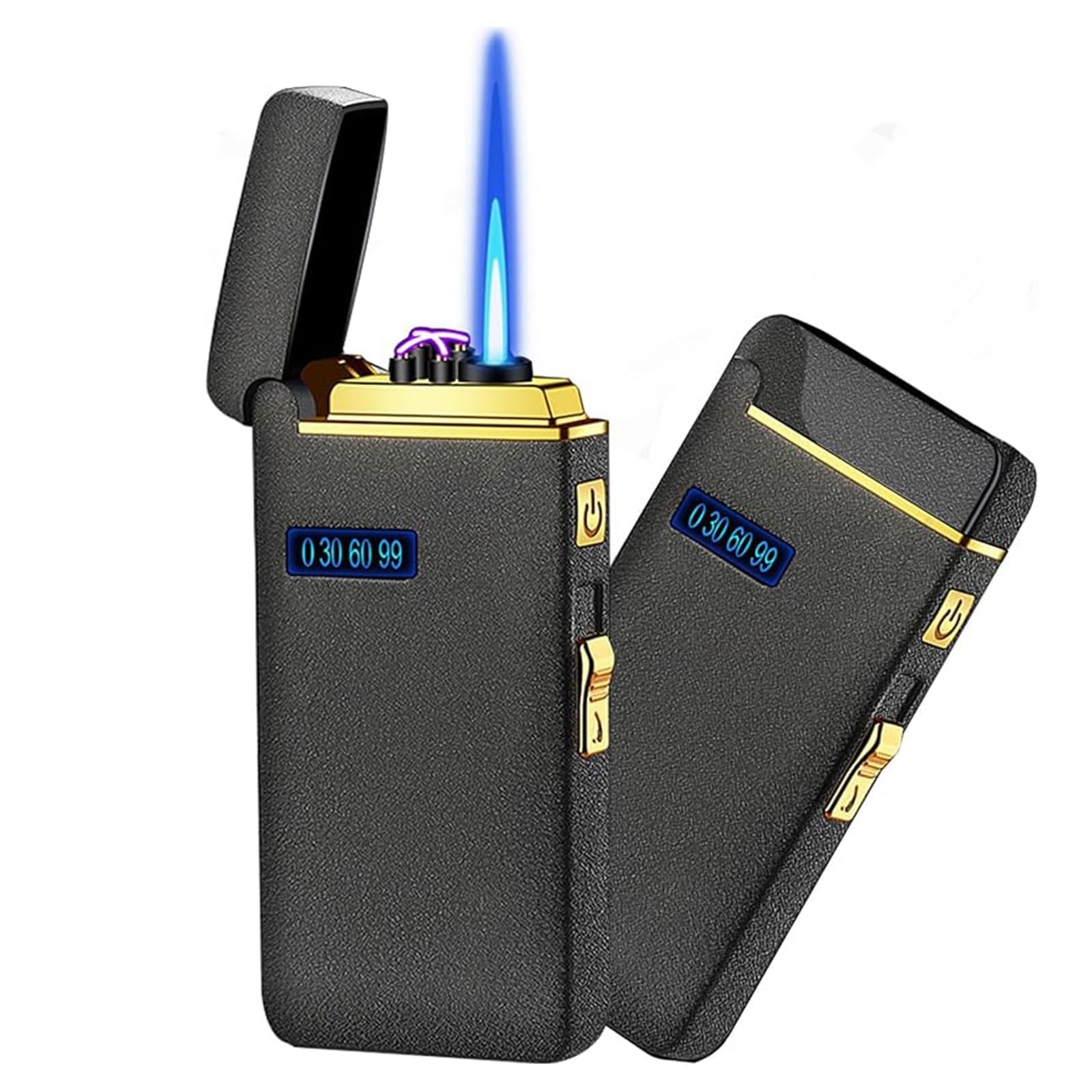 Metal Windproof Dual-Flame Lighter — Versatile Use, Ideal for BBQs, Outdoors, and as a Gift for Men(B)