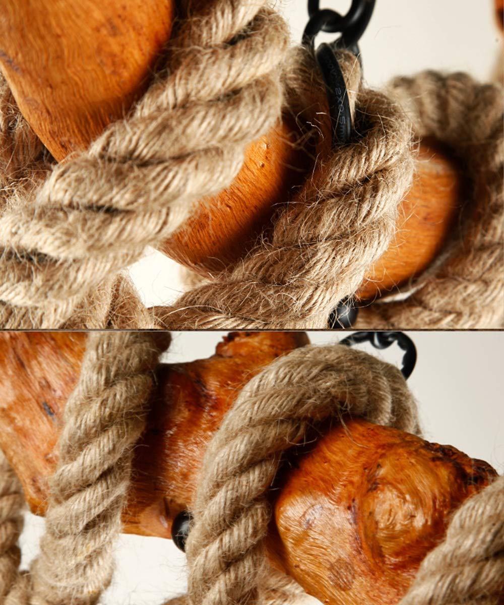 Vintage Holz Kronleuchter Industrie 3 Lichter DIY Seil Kronleuchter Metall Draht Käfig Lampe Loft Rustikale Deckenleuchte Innen Retro Beleuchtung