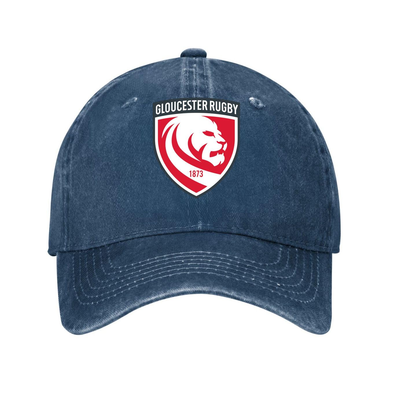 Kciutud Gloucester Rugby Navy Blue Washed Denim Baseball Cap Adjustable Vintage Distressed Dad Hat Men Women Retro Soft Cotton Size is: One Size