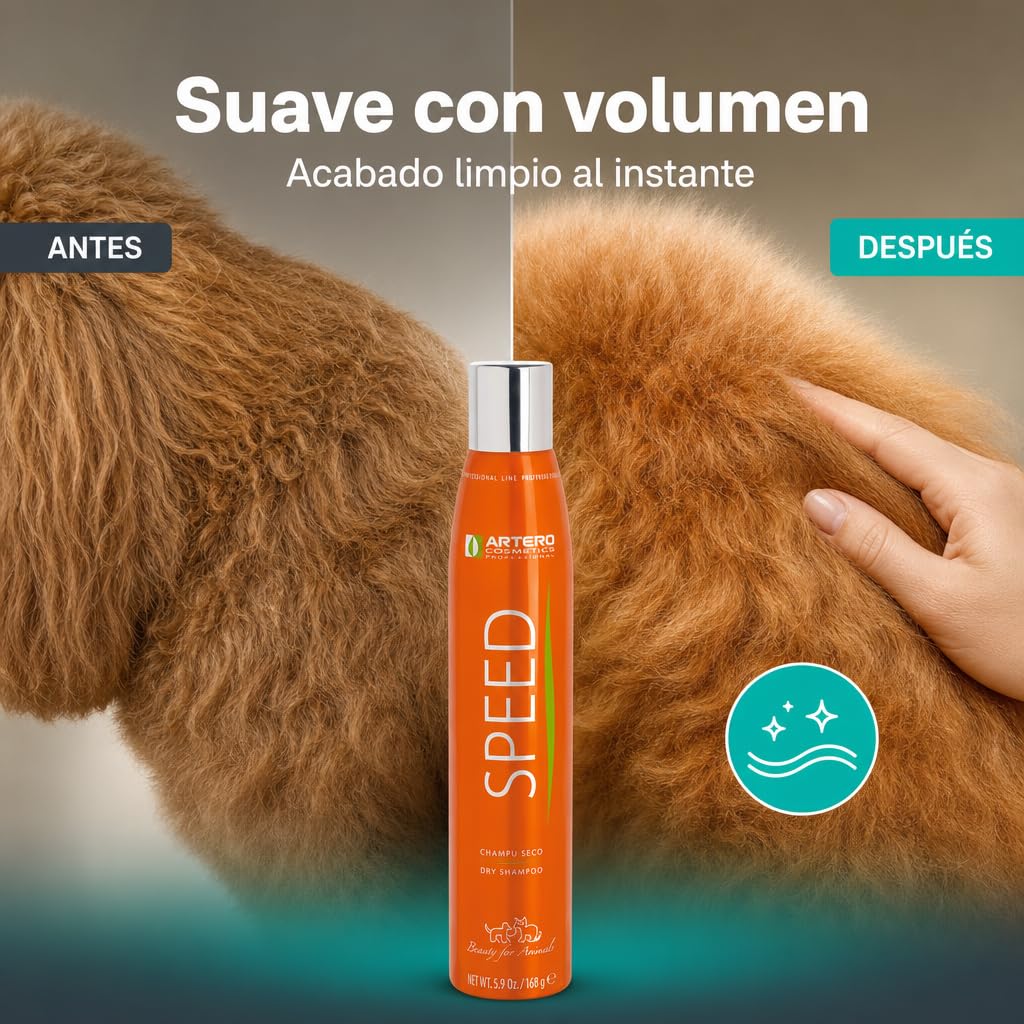 Artero Champú en Seco Speed 300ml para Perros y Gatos - Spray Sin Agua ni Aclarado, Fabuloso y Eficaz
