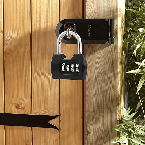 Miniatura 2 de Cerradura de combinación de 4 dígitos (paquete de 1)  Candado resistente a la intemperie para la escuela y el gimnasio, valla, puerta, cobertizo,
