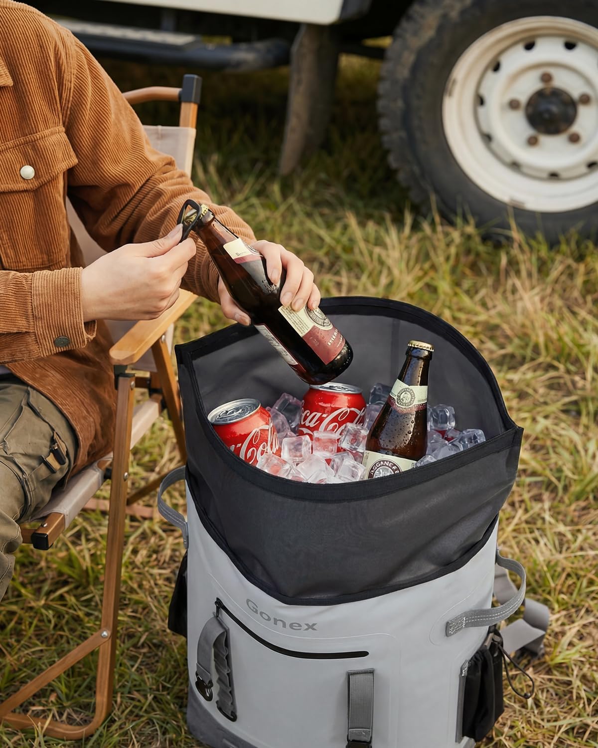 Gonex Cooler Backpack, 40 Can Insulated Soft Backpack Cooler Bag for Men Women, Waterproof Nylon TPU Cooler Backpack for Beach, Picnic, Lunch and Camping