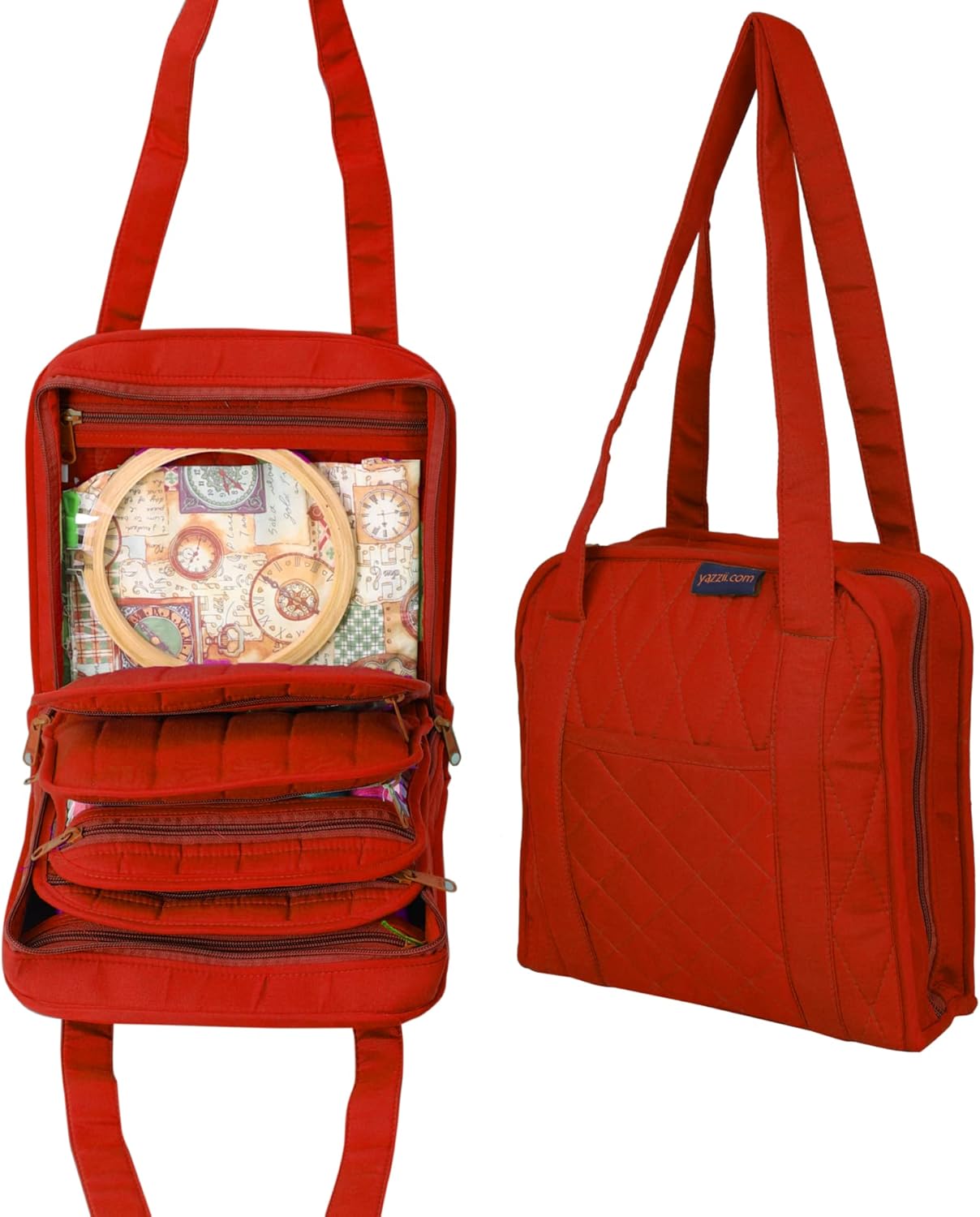 Yazzii Oval Craft Bag - Portable Organizer - Arts & Crafts Storage Bag Tote - Multipurpose Storage Organizer for Quilting, Needlework, Knitting, Sewing, Applique & Jewelry Royal Blue