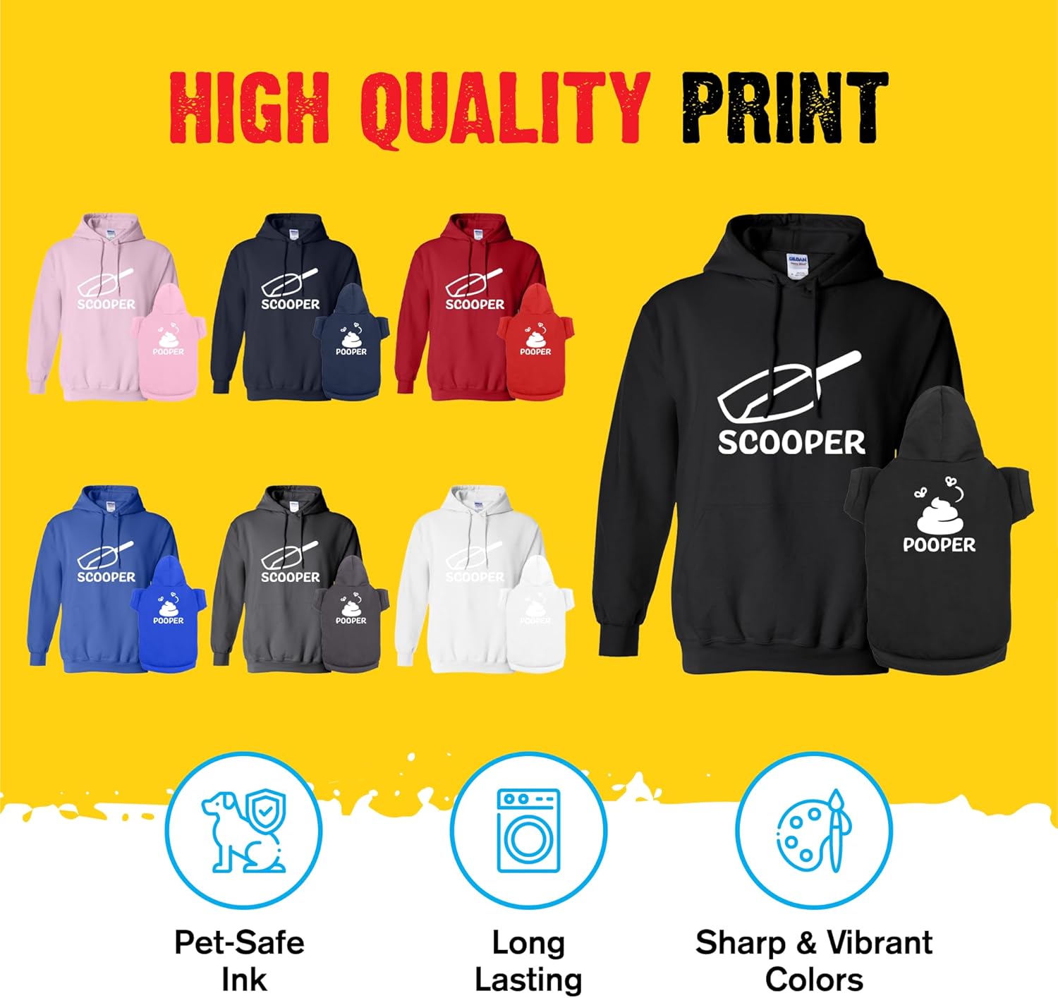 Matching Hoodies for Dogs and Humans - Funny Scooper Pooper Matching Dog and Owner Sweaters - Soft Dog Sweatshirt Set