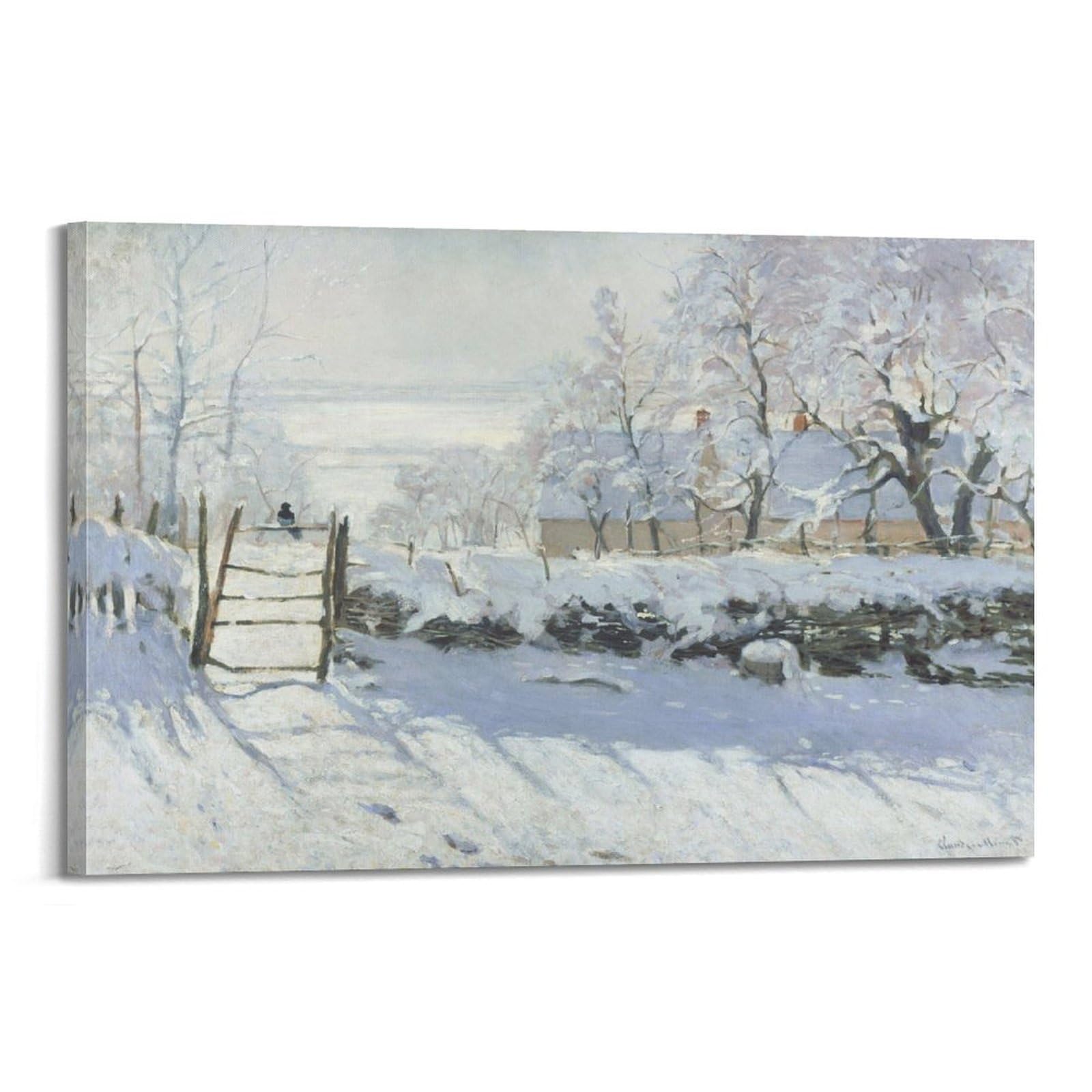 Ymxsdimds Frame-Style The Magpie By Claude Monet Painting Poster Wall Art Canvas Prints Hanging Picture Home Decors Idea 08X12inch(20X30cm)