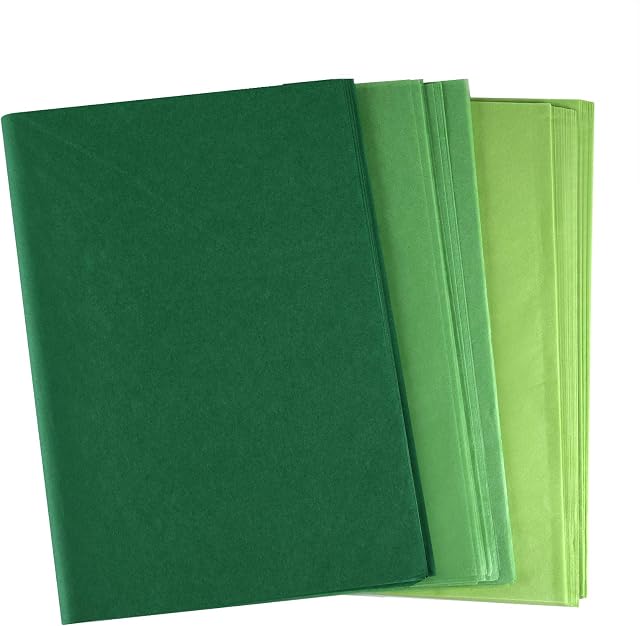 PLULON 60 Sheets Saint Patrick's Day Green Tissue Paper, Gift Wrapping Paper for DIY Gift Wrapping Birthday Wedding Holiday Paper FlowerGreen