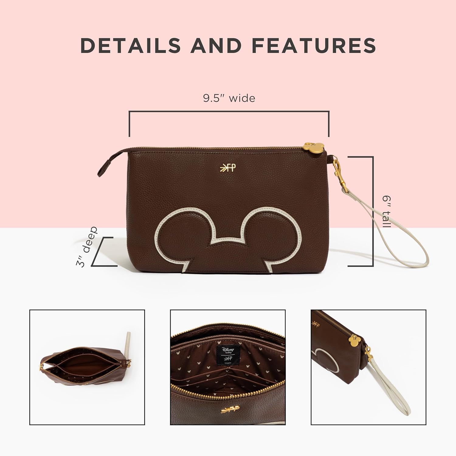 Freshly Picked Classic Zip Pouch, Mocha Mickey - Image 4