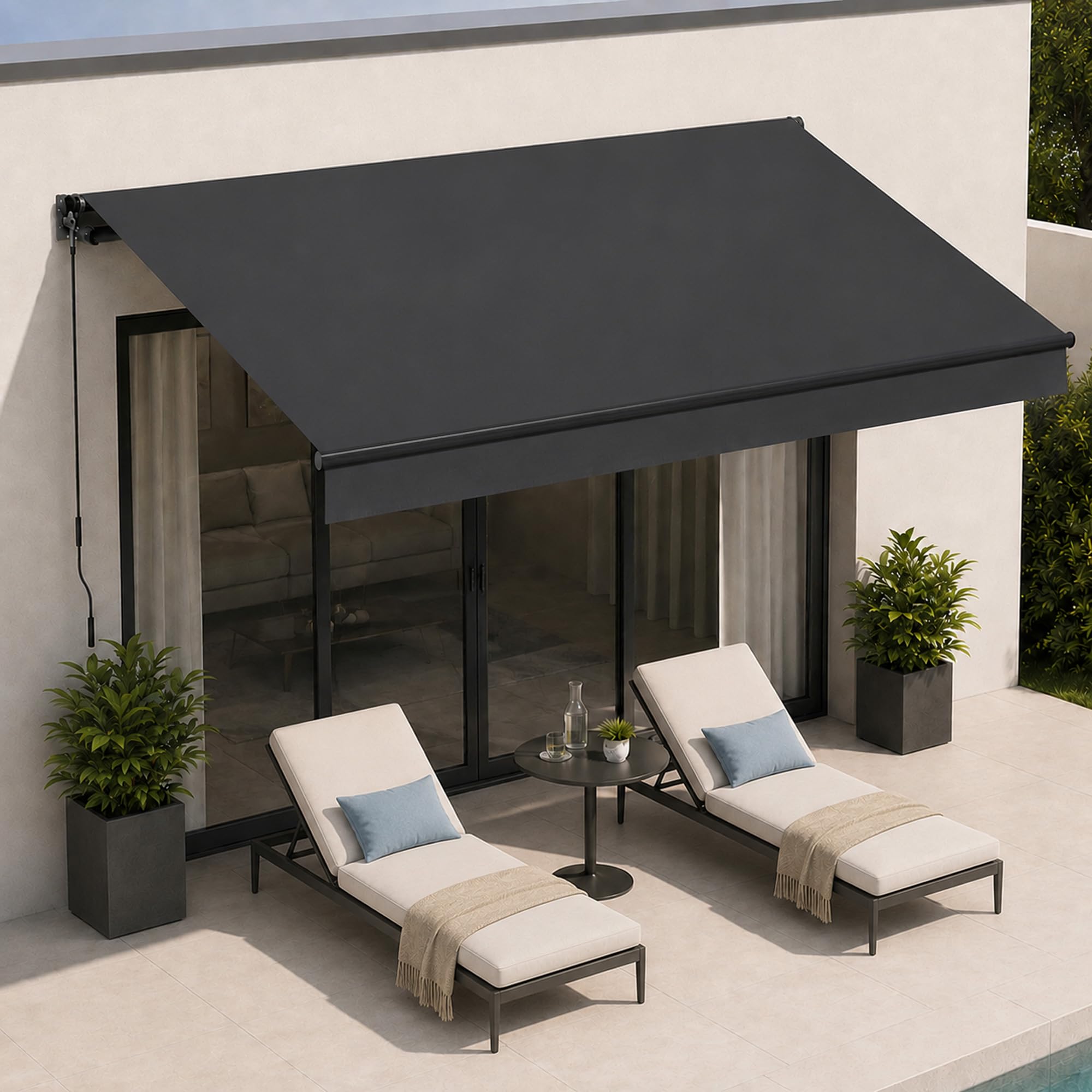 BelleMax Gelenkarmmarkise Markise,300x250cm Anthrazit,Terrassenmarkise mit Handkurbel,Einstellung(5-60°),280g/m²Stoff mit PU,Wasserdicht,Sonnenmarkise inkl.Wandhalterung für Balkon,Terrasse | Mit Handkurbel,Einstellung(5-60°),280g/m² Stoff mit PU,Wasserdicht,Sonnenmarkise inkl.Wandhalterung für Balkon