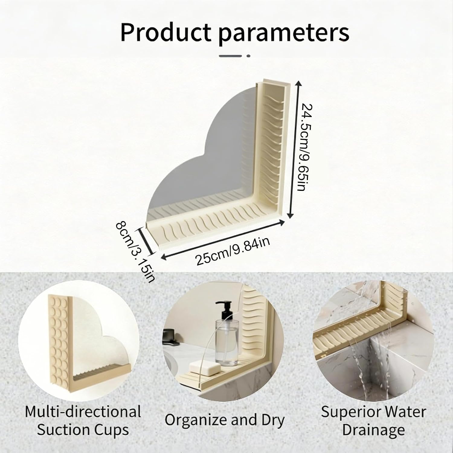 Silicone Bathtub Splash Guard, 25x24.5x8cm Strong Suction Cup Frame, Water Blocker Shield, Bathroom Protection, Spillage Barrier, Safety Hardware, Shower Accessory