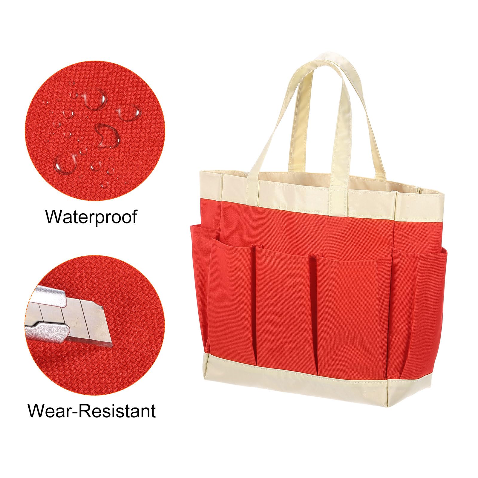 HARFINGTON Bolsa de herramientas de jardín de 11.2 x 5.1 x 11.0 pulgadas, bolsa Oxford grande con bolsillos, bolsa de jardín, organizador de herramientas de jardinería, tienda de almacenamiento para