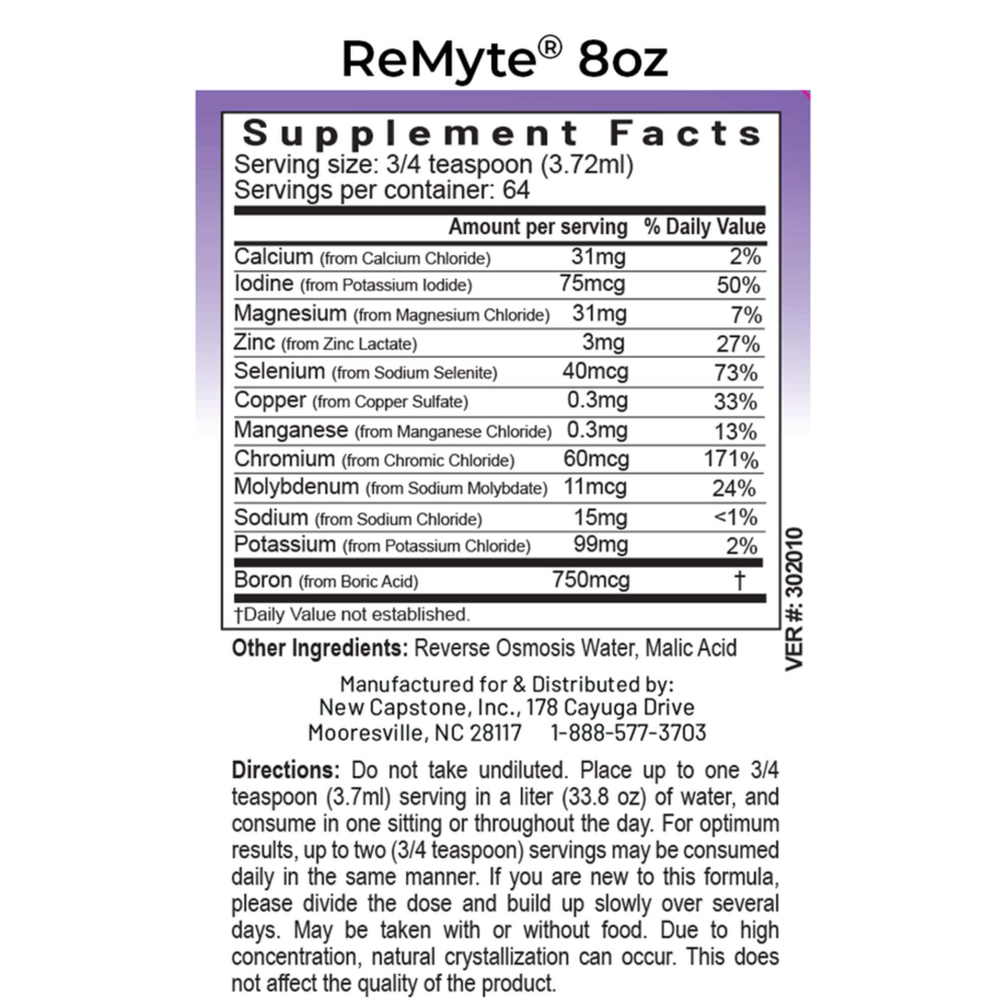 RnA ReSet - ReMyte Minerallösung, flüssiges Multimineral, Elektrolytlösung, 12 Mineralien wie Jod, Selen, Zink, Magnesium, Bor, Von Dr. Carolyn Dean - 240ml