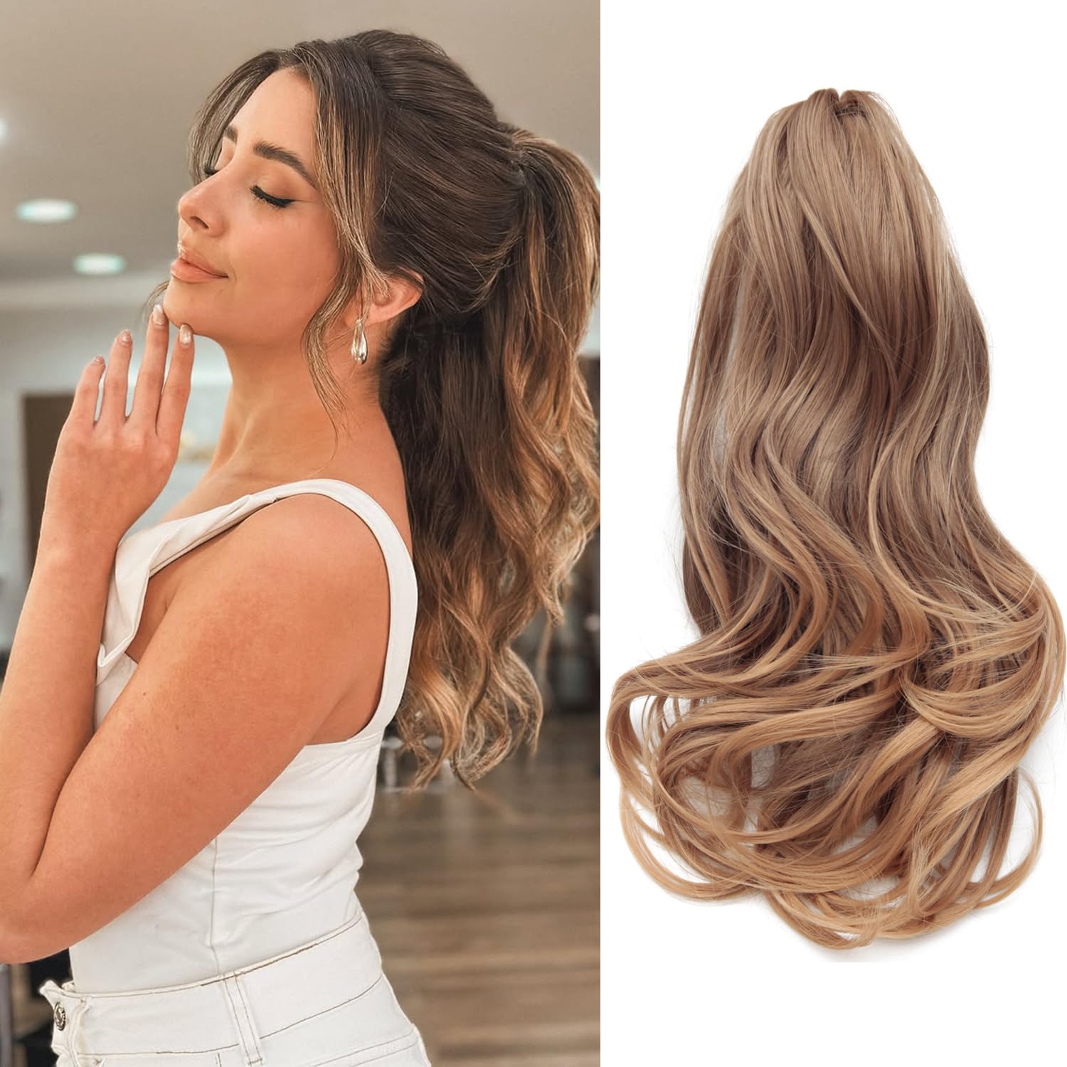 10 inch Ponytail Extension - Pony Tails Hair Extensions, Energetic Claw Clip Ponytail Extension, Quick Installation Hold Securely Messy Buns Hair Pieces for Women(Color: 10#)