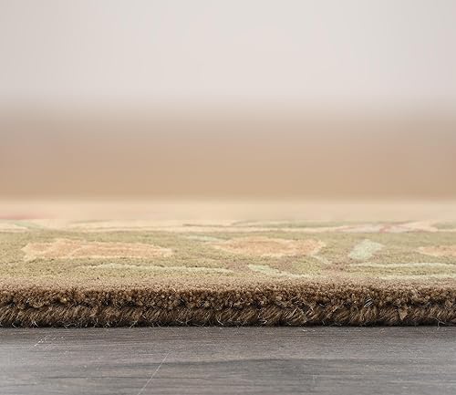 Miniatura 7 de Alfombra de lana hecha a mano con diseño floral Adeline BeigeBlue Tulipanes para sala de estar, dormitorio y cocina (multicolor, 8 x 5 pies)