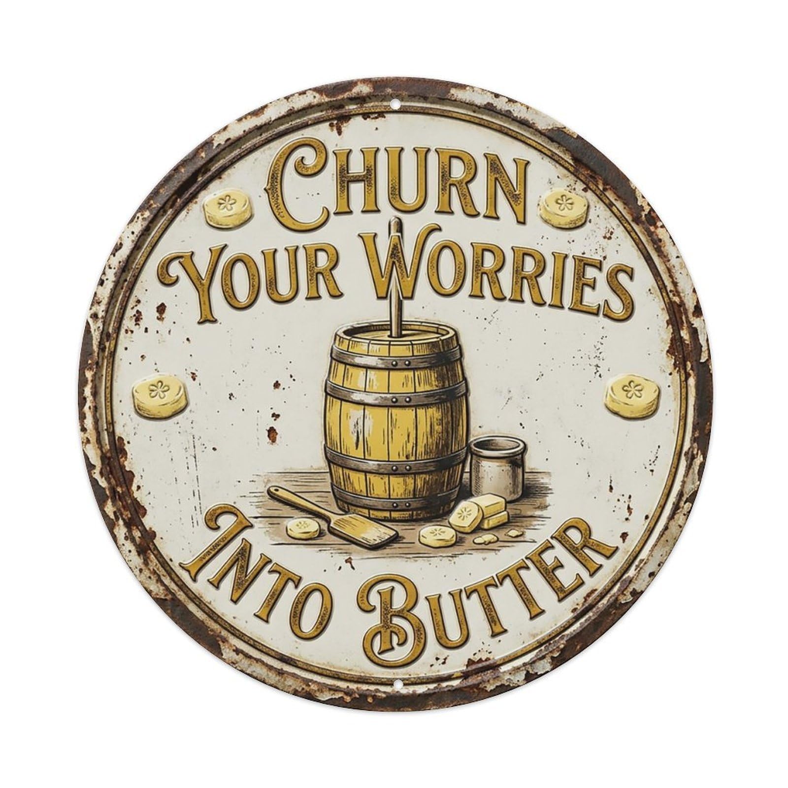 Butter Churn Cream Farmhouse Metal Tin Sign