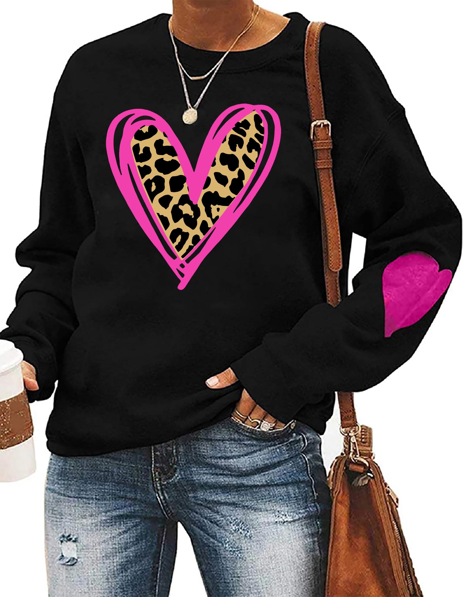 Ithalt Valentines Day Shirts Women Valentine Crewneck Sweatshirts Love Heart Sweatshirt Valentine's Long Sleeve Tops