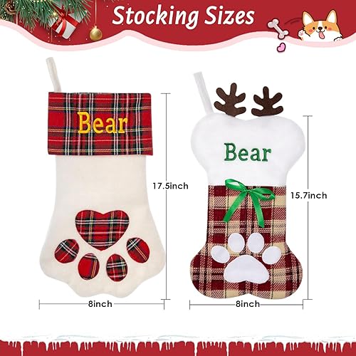 Miniatura 5 de Ulico Medias personalizadas para mascotas, medias de Navidad personalizadas para perros y gatos, medias de Navidad bordadas grandes con forma de