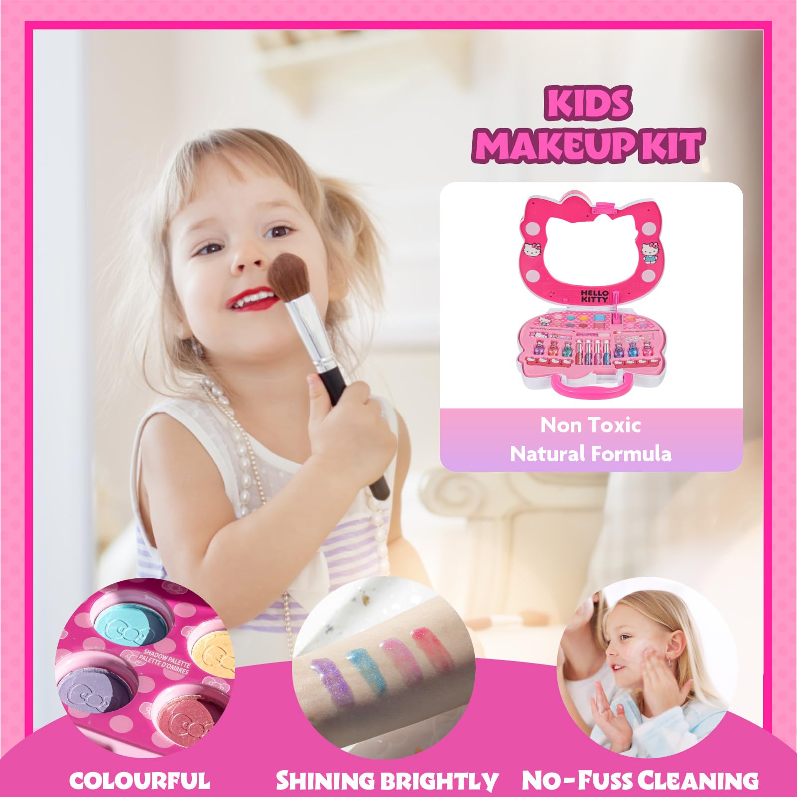 Hello Kitty - Juego de maquillaje con luz para niñas, incluye accesorios para uñas, ojos y labios, regalo perfecto de cumpleaños y vacaciones, pilas AA no incluidas, a partir de 3 años 7