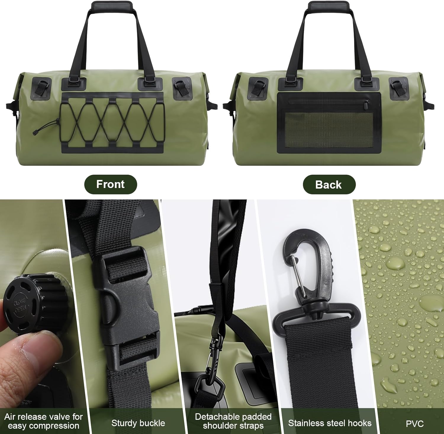 Waterproof Duffel Bag, 70L Large Motorcycle Dry Backpack, Heavy-Duty Roll Top Waterproof Luggage Duffle Bags with Straps & Handles, Waterproof Gear Bag for Kayaking, Rafting, Camping, Motorcycle