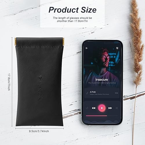 Miniatura 2 de Estuche para Gafas Suave Paquete de 2 - Estuche Portátil de Cuero con Tapa de Presión para Anteojos, Estuche Suave para Gafas de Sol.