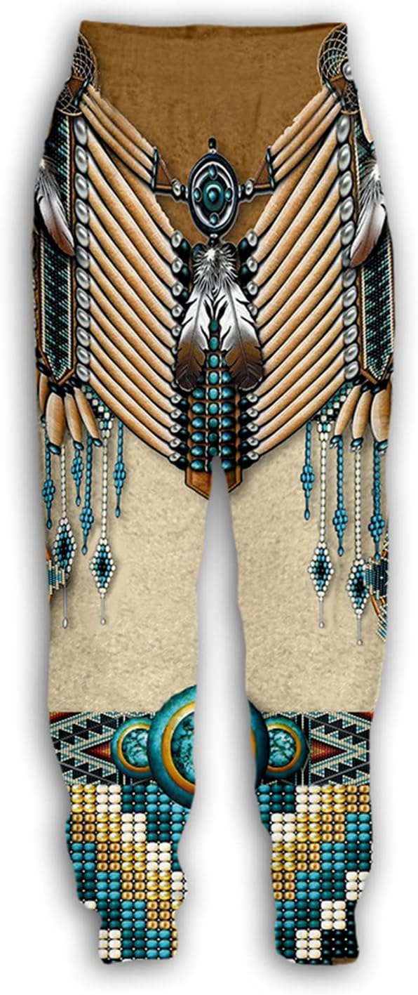 DAMEGAMen's Pants American Indians 3D Printed Tracksuit Sweatpants Casual Hip Hop Jogging Fashion Trousers Streetwear