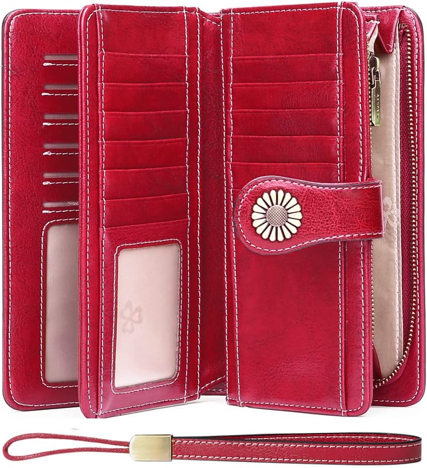 SENDEFN Wallets for Women Leather Credit Card Holder with RFID Blocking Large Capacity Wristlet | with RFID Blocking, Large Capacity, Wristlet, with RFID Blocking, Large Capacity, Wristlet