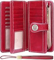Vista 12 de SENDEFN Billeteras de cuero para mujer, tarjetero de crédito con bloqueo RFID, pulsera de gran capacidad with RFID Blocking, Large Capacity